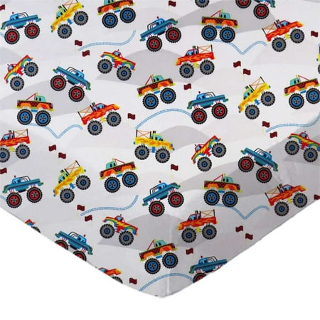 SheetWorld Fitted 100% Cotton Percale Play Yard Sheet Fits BabyBjorn Travel Crib Light 24 x 42, Monster Trucks