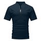 thumbnail image 5 of Blusa de manga corta con cuello alto y cremallera para hombre - Camisa informal de poliéster liso - Oficina/cita/fiesta de verano, 5 of 5