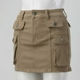 thumbnail image 3 of Gibobby faldas para mujer invierno Falda cargo de cintura Falda de mezclilla mini cargo con botones para mujer con bolsillos(Caqui, M), 3 of 5