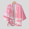 thumbnail image 2 of 2DXuixsh Cardigan pour Femmes, Coupe Ample, Imprimés Floraux, Blouse Décontractée, Col Rond, Classique, Rose Taille TG, 2 of 4