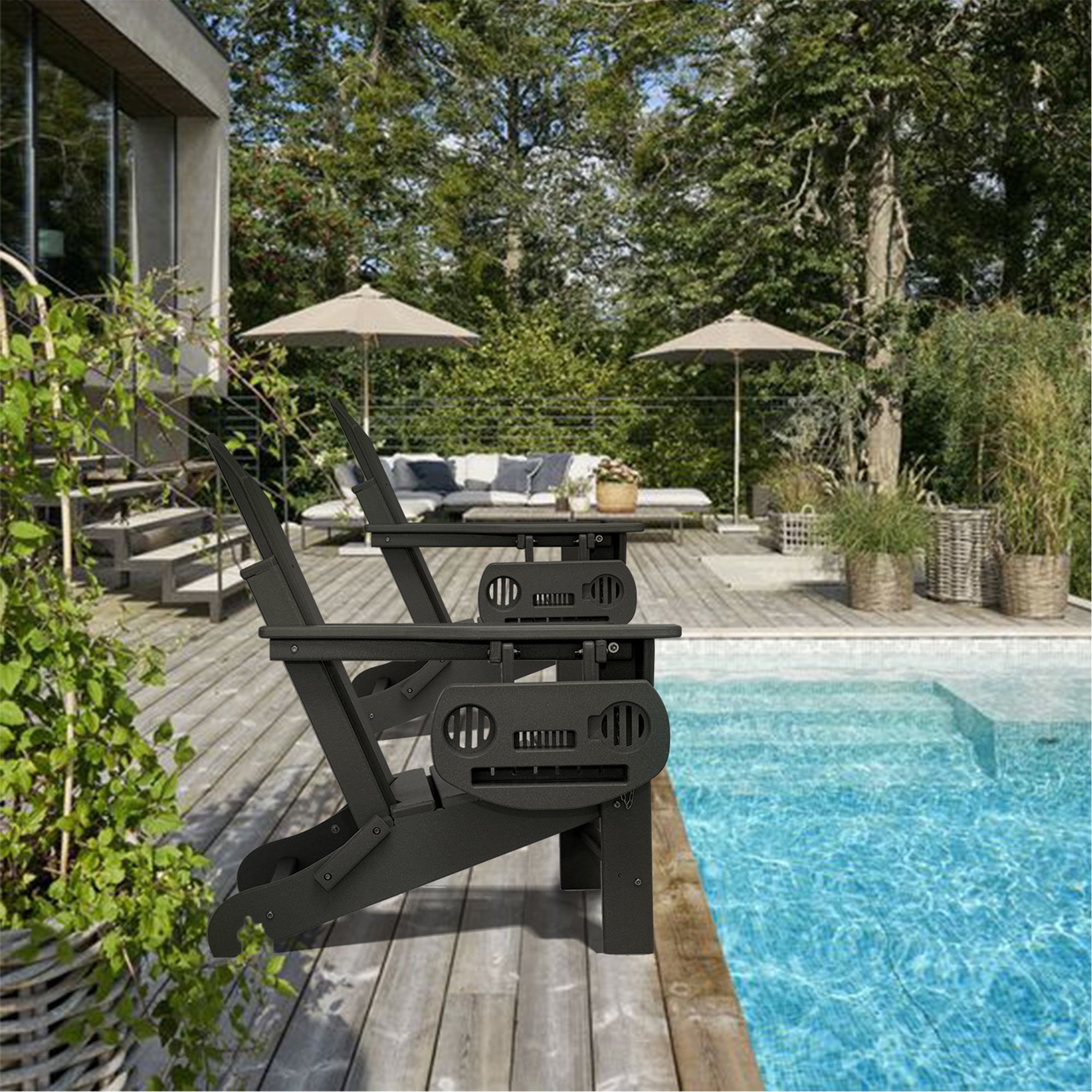 Folding Plastic Adirondack Chair Plastic Adirondack Chairs Weather Resistant Patio Chairs with Cup Holder