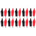 thumbnail image 1 of Lot de 20 pinces crocodiles métalliques de 28 mm, pinces électriques pour tester les sondes, noir et rouge, 1 of 4