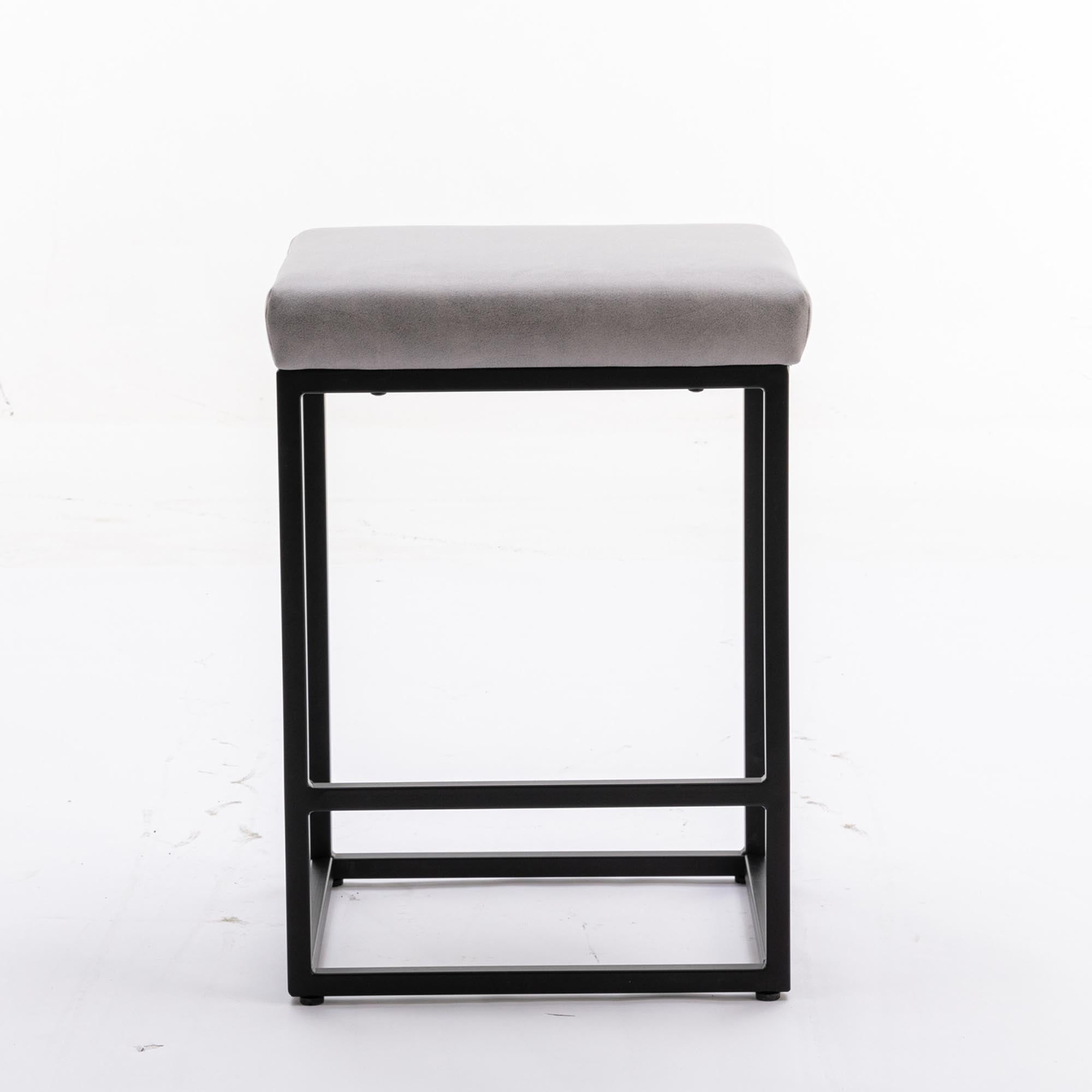 24 in. Gray Counter Height Backless Bar Stools Set Dining Stools with