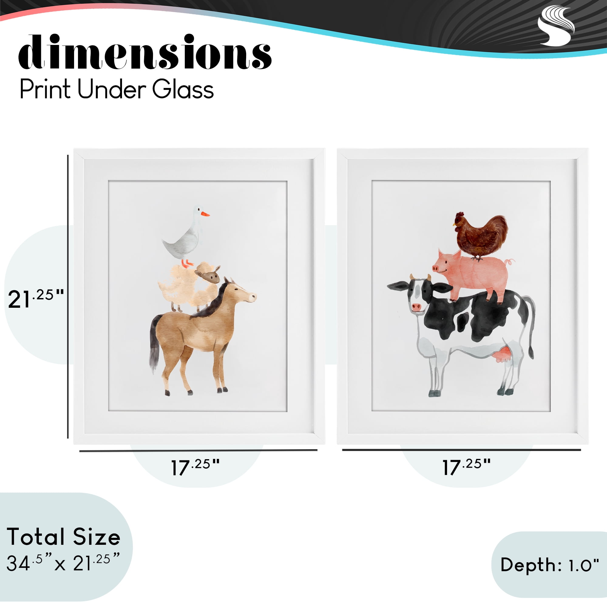 Stupell Industries Whimsical Farm Life Stacks 2 Piece White Framed Print Under Glass Set, design by Kim Allen
