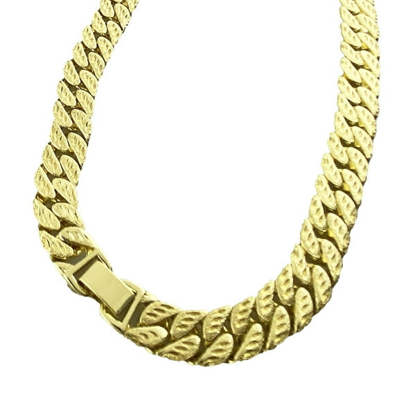 Men's 14K Gold Plated Cuban Chain Choker Diamond Dust w Diamond Cut Hip Hop Necklace 18" Inch