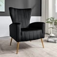 thumbnail image 1 of Silla de acento de terciopelo con patas de metal, sillón tapizado moderno, silla lateral de espalda para salón dormitorio pequeños espacios, 1 of 5