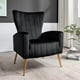 thumbnail image 1 of Silla de acento de terciopelo con patas de metal, sillón tapizado moderno, silla lateral de espalda para salón dormitorio pequeños espacios, 1 of 5