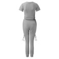 thumbnail image 4 of Women’s 2 Piece Outfits Bodycon Tracksuit Sports Suit Short Sleeve Crop Top With Skinny Long Pants Loungewear Workout Sets Wedding Pant Suits for Bride Pant Suits for Women Dressy Wedding Guest Long, 4 of 4