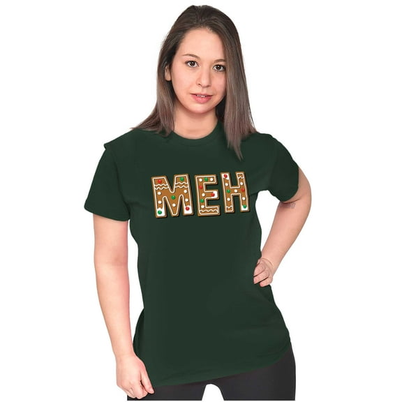 Christmas Gingerbread Meh Sarcastic Women's T Shirt Ladies Tee Brisco Brands S