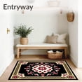 thumbnail image 3 of ODIKA 8'x10' Machine Washable Non-Slip Area Rug, Vintage Rose Medallion Yarn Handwork Creation High Traffic Rug, Black, 641026, 3 of 7