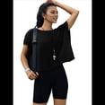thumbnail image 1 of Camisetas de Entrenamiento de Corta para Mujer, Blusas con Espalda Abierta, Informales, para Yoga, Atléticas, Gimnasio, Holgadas, para Correr Negro S, 1 of 8