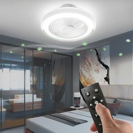 

BONIXOOM 20 Inches Invisible LED Ceiling Fan Light Remote Control Chandelier 3 Color Changeable 110V