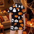 thumbnail image 6 of Halloween Pajamas Kids Size 5-6 Years Nightwear Full Print Short Sleeve Top with Elastic Shorts Soft Pjs for Girls Black, 6 of 6