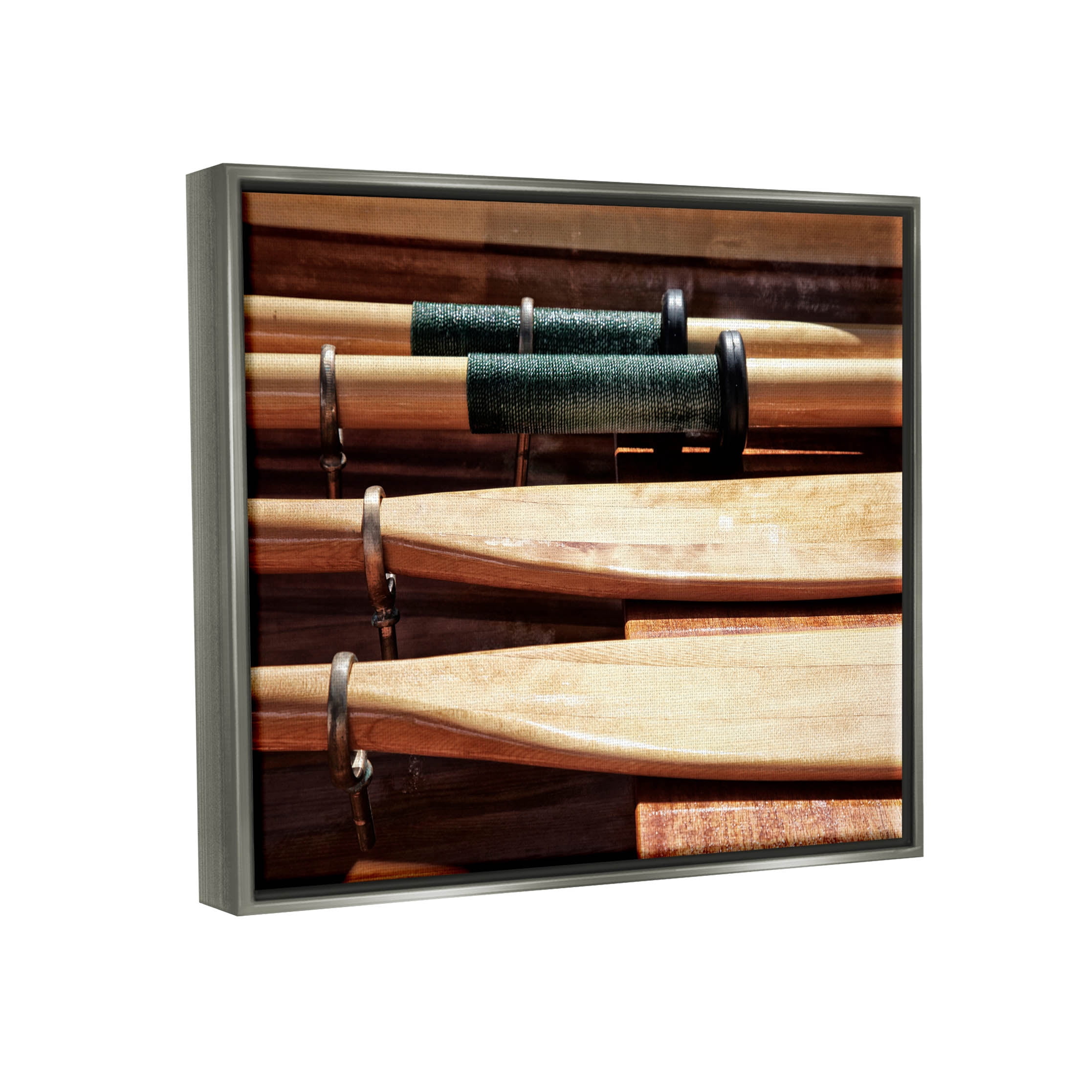 Stupell Industries Rowing Oars Photograph Photograph Luster Gray Floating Framed Canvas Print Wall Art, Design by Savanah Plank