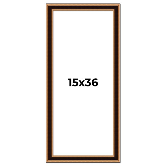 15x36 Frame Gold Brown Plein Air Vintage Solid Wood Picture Frame | 1.75 Inches Moulding Width |