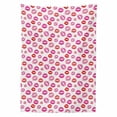 thumbnail image 2 of Lips Tablecloth, Pink and Warm Color Romantic Kisses Smack Print Repeating Pattern on White Background, Rectangle Satin Table Cover for Dining Room and Kitchen, 60" X 90", Multicolor, by Ambesonne, 2 of 2