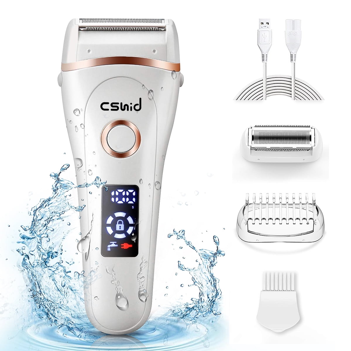 Women Electric Shaver, 3 in 1 Wet & Dry Painless Hair Removal IPX6  Waterproof Lady Electric Razor, Cordless Facial Body Epilator for Bikini  Legs Arm Forearms Underarm w/ 2 Changeable Trimmer Heads 