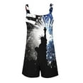thumbnail image 7 of Women's American Flag Cotton Linen Jumpsuits 2025 Summer Wide Leg Short Romper with Adjustable Straps, Patriotic Casual Vacation Outfits, 7 of 7
