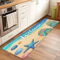 thumbnail image 2 of Coastal Beach 2'x6' Runner Rugs for Hallway Kitchen Bedside Non Slip Washable, Summer Ocean Striped Slippers Blue Brown Entryway Rug Runners with Rubber Backing, Long Carpet Runner for Laundry Room, 2 of 8