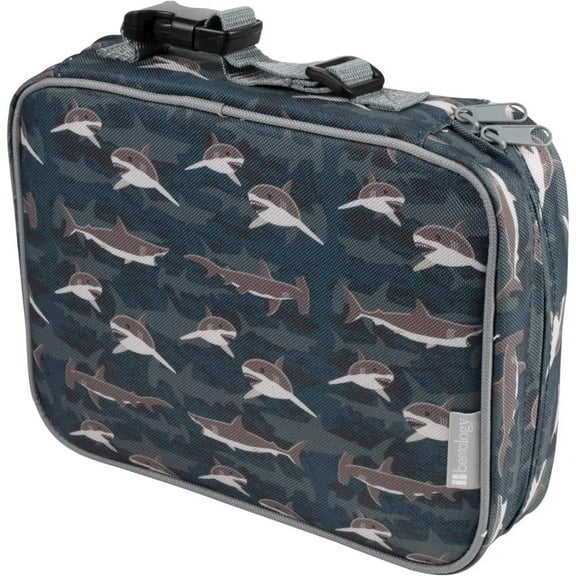 Bentology Lunch Box for Boys- Kids Insulated, Durable Shark Lunchbox Tote Bag Fits Bento Boxes, Jars & Bottles- Reusable School Lunch Sleeve Keeps Food Hotter or Colder Longer
