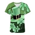 thumbnail image 3 of EGNMCR St Patricks Day Scrub Tops for Women Irish Print Scrub Tops with Pocket Summer Short Sleeve V Neck Holiday Tee Gnome Green Working Uniform V Neck Workwear Blouse T-shirt, 3 of 4