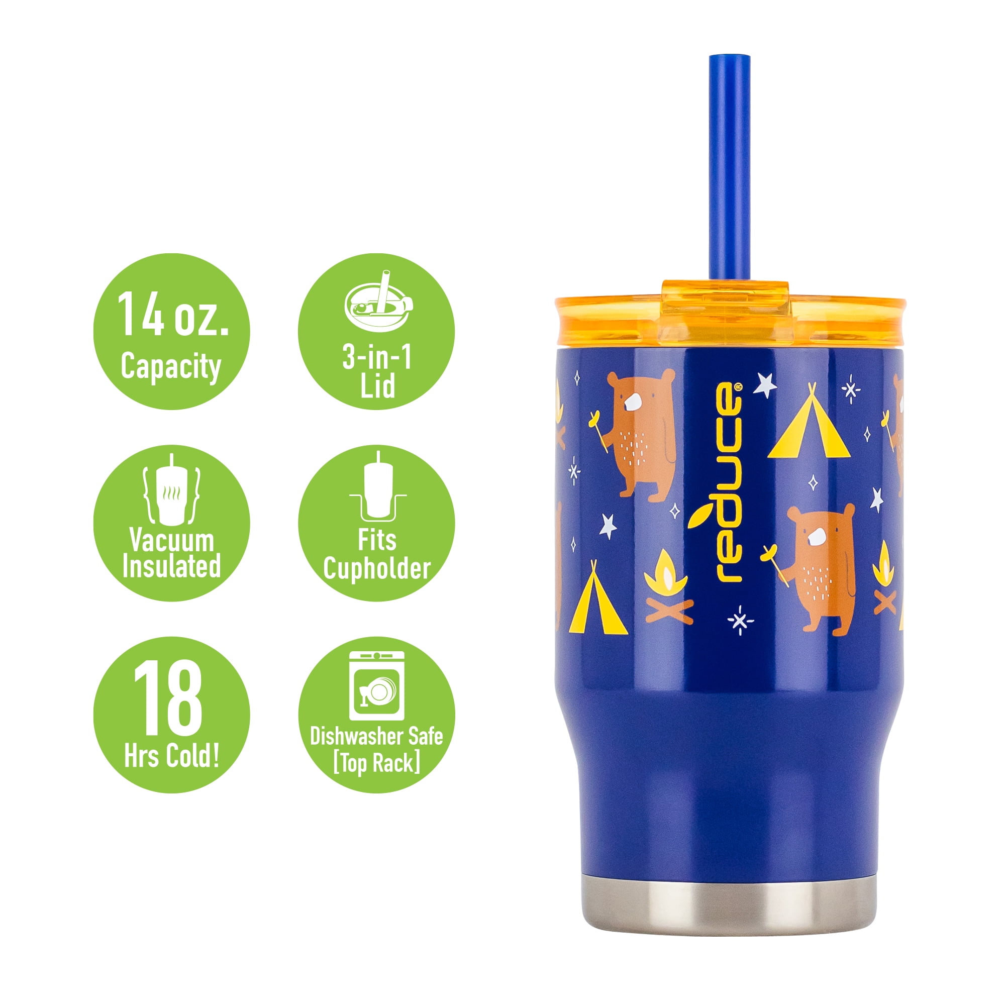 Reduce Tumbler 14oz Coldee Stainless Steel Tumbler, Morning Rays Small Insulated Cup with Straw Insulated Cups Are Ideal for Toddlers/Kids, Includes