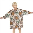 thumbnail image 3 of Light Pink Football and Flowers Pattern Blanket Hoodies for Kids 6-13YR Oversize Wearable Blanket Hoodies for Boys Girls Teens, 3 of 7