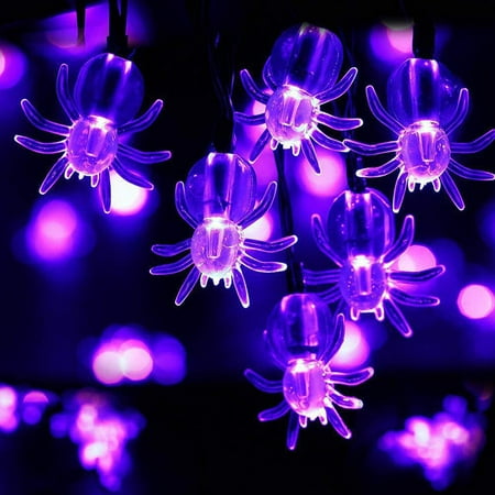 

20FT 40LEDs Purple Spider Shaped Decorative Hanging Lights Waterproof Battery Operated
