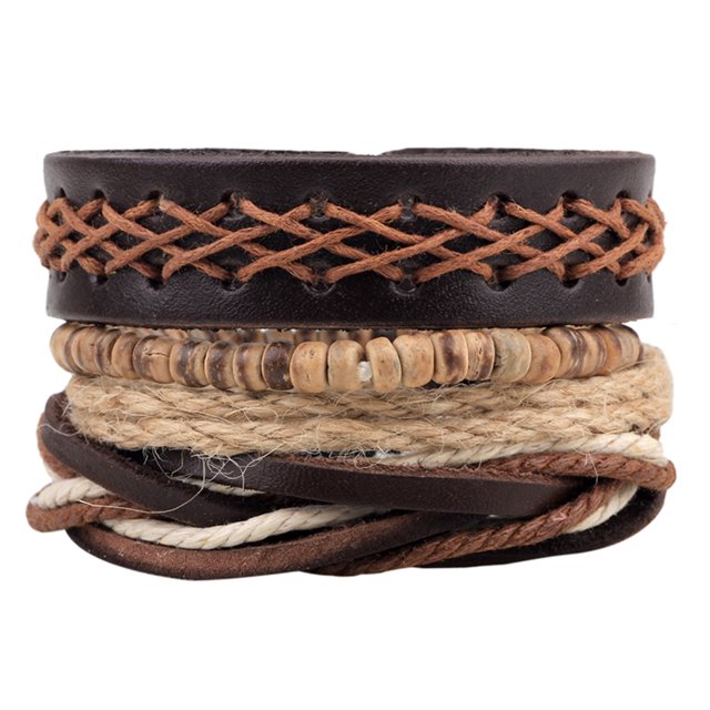 Pulsera de cuentas de madera tejida hecha a mano de la marca Vintga de moda unisex Likrtyny Para estrenar