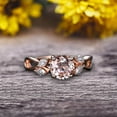 thumbnail image 2 of Surprisingly 2 Carat 6mm Round Cut Gemstone Morganite Engagement Ring On 10k Rose Gold Moissanite Ring Promise Ring for Bride Art Deco Anniversary Gift, 2 of 5