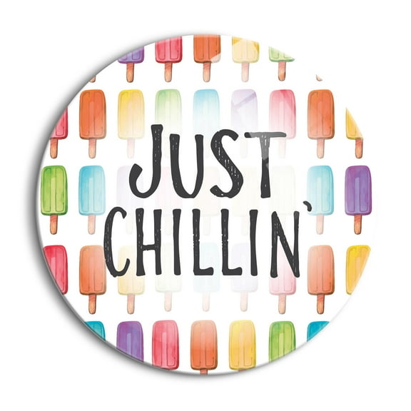 Just Chillin' Colorful Ice Pops 24 inch Glass Wall Hanging Sign