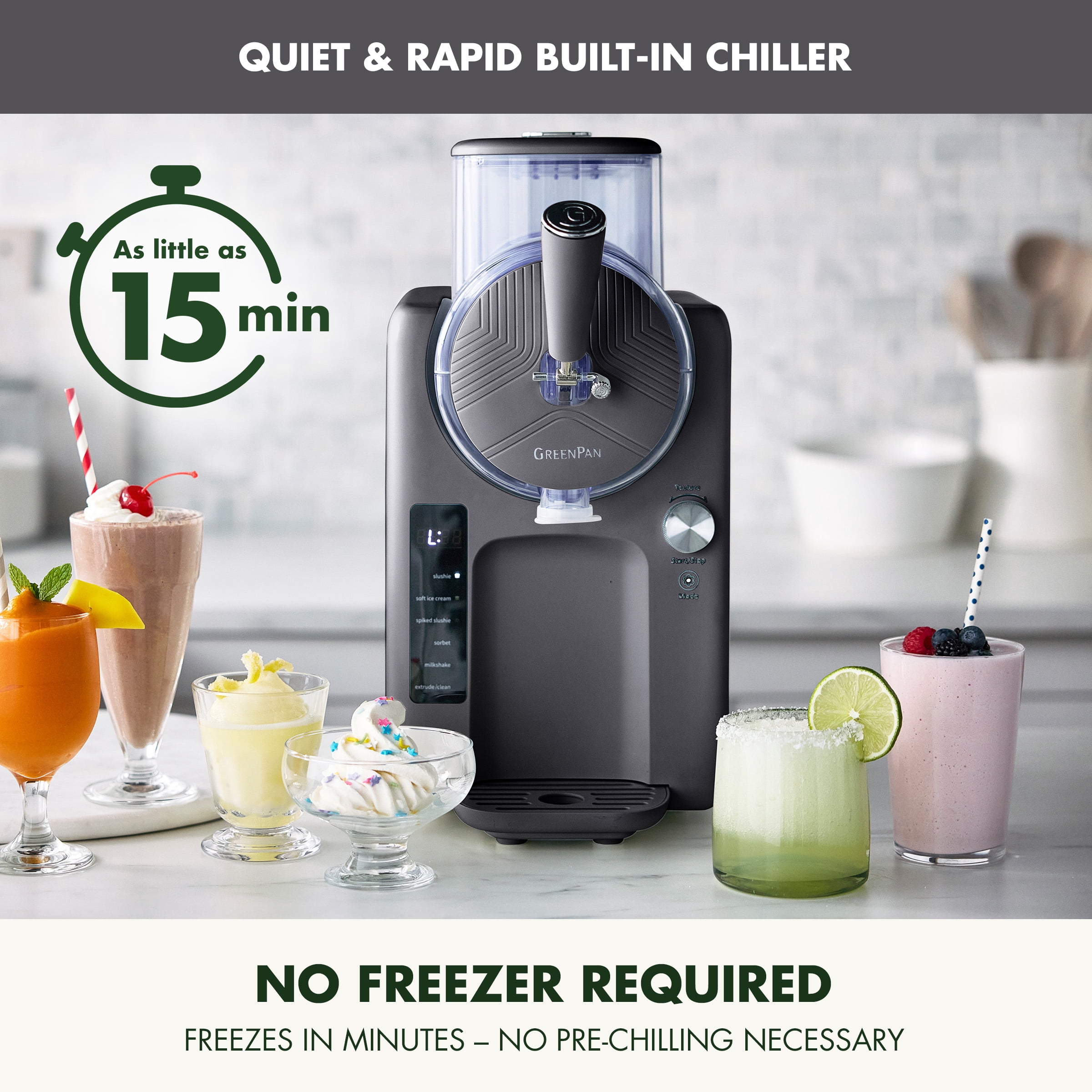 GreenPan Frost 6-Mode Ice Cream, Frozen Drink, Slushie & Milkshake Maker, No Freezer Needed