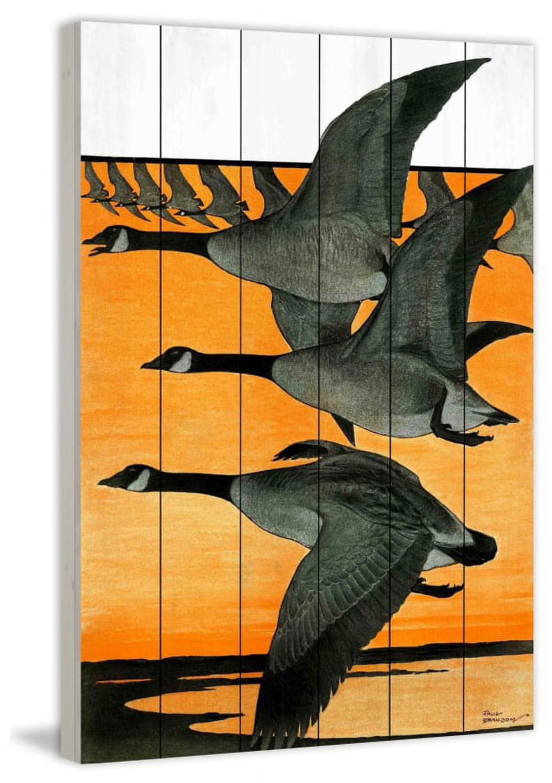 Marmont Hill "Journal Geese" Painting Print on White Wood