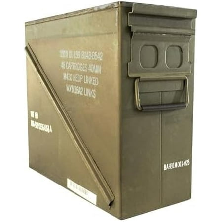 Metal Ammo Storage Box Holder Box (Olive Drab Green) - M548 20mm Ammo Can w/Front Metal Latch Swing-Out Handle - Ideal Ammo Can Surplus - Waterproof Tool Boxes for Ammo & Emergency Supplies
