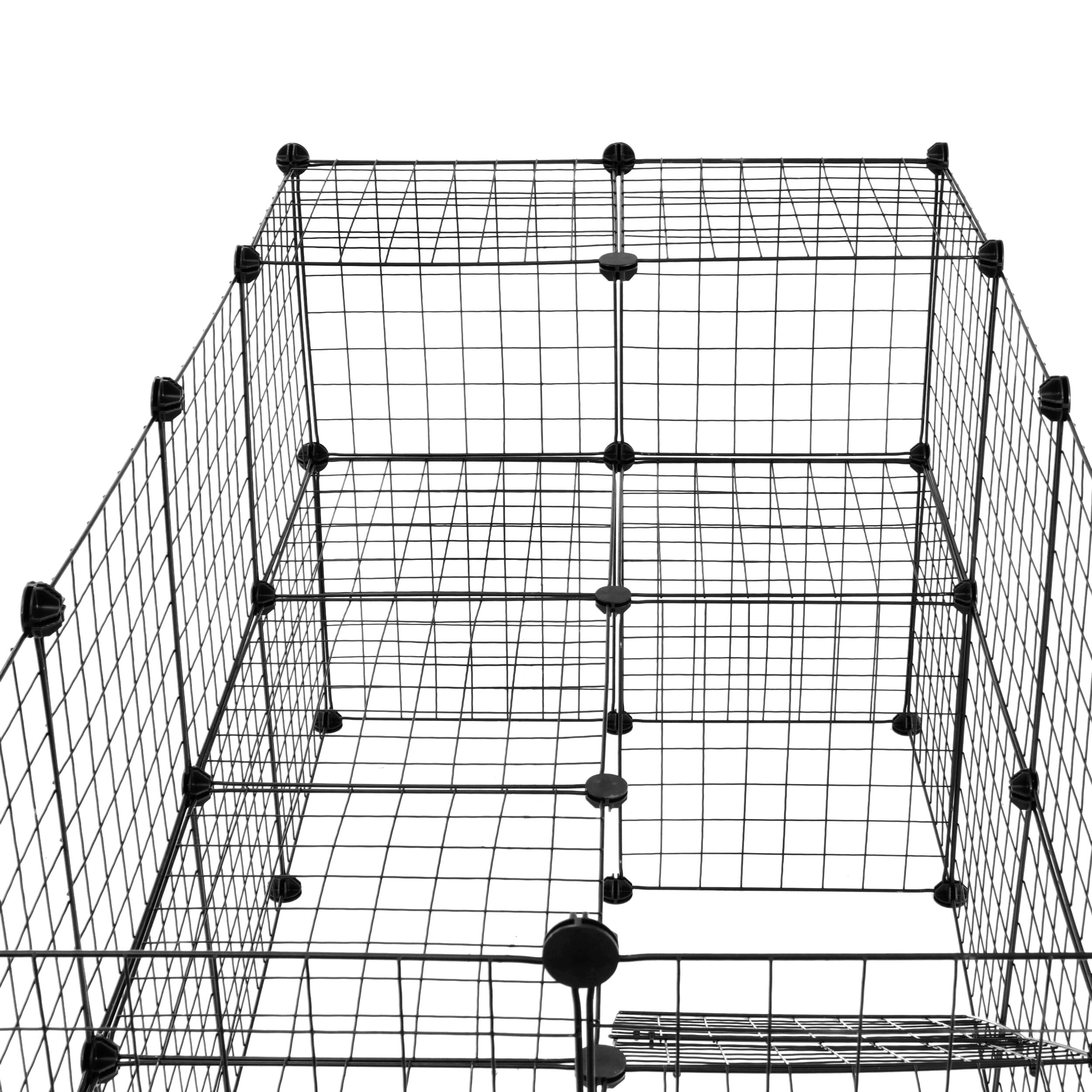 HomGarden 36 Panels Small Animal Playpen DIY Pet Cage Metal Mesh W/ Ramp for Bunnies Puppies