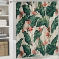 thumbnail image 6 of Orinice  Jungle Shower Curtain, Retro Style Island Nature Pattern with Leaves Bird of Paradise Flowers, Cloth Fabric Bathroom Decor Set with Hooks, 69x72, 6 of 7