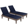 thumbnail image 1 of Gymax Lot de 2 Chaises Longues de Patio Inclinables avec Dossier Réglable à 3 Positions et Coussin Brun et Bleu, 1 of 6