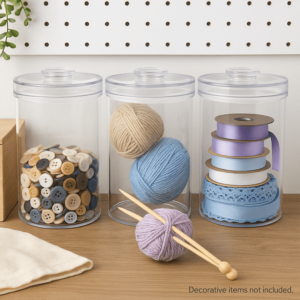 Felli Clear Round Food Storage Canisters with Lid, 3 Pack – 44 oz Airtight Containers, BPA-Free, Stackable, Dishwasher Safe