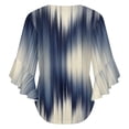 thumbnail image 6 of Abstract Blue Wave Pattern Women's V-Neck Blouse With 3/4 Ruffled Bell Sleeves Casual Top Ladies Blouses, 6 of 7