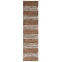 SAFAVIEH Vintage Leather Henley Striped Runner Rug, Light Brown/Ivory, 2'3" x 9'