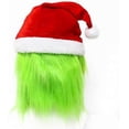thumbnail image 4 of 3 Piece Grinch Costumes for Men Women, Grinch Mask and Gloves Hat Set Green Furry Costume Halloween Fancy Dress, 4 of 5