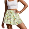 thumbnail image 2 of Xoenoiee Green Rabbit Bunny Carrot Heart Floral Print Women's Pleated Tennis Skirts Golf Skort Lightweight Athletic Skirt for Running Tennis Golf Workout Sports, M, 2 of 6