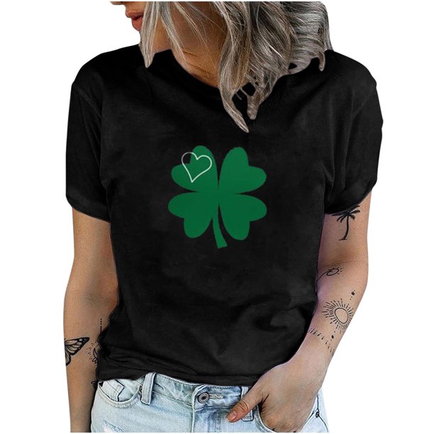 Camiseta de manga corta con estampado de día de San Patricio para mujer Fridja bn2141