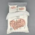 thumbnail image 2 of Ambesonne Modern Bedding Set 3 Pcs, Just Married Tulip Heart, Twin, Coral Black White, 2 of 3