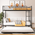 thumbnail image 2 of PAPROOS Metal Bunk Bed with Trundle, Heavy Duty Full Over Full Bunk Bed Frame with 2 Ladders and Full-Length Guardrails, Bunk Bed No Box Spring Needed (Black), 2 of 8