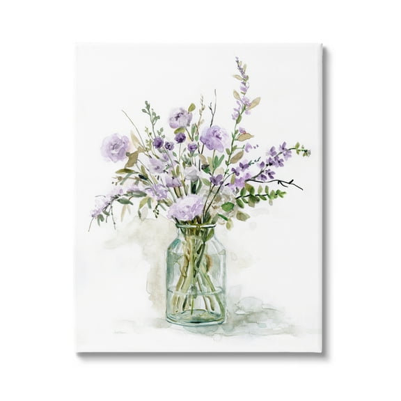 Stupell Industries Dainty Lavender Blooms Arrangement Classic Glass Vase Graphic Art Gallery Wrapped Canvas Print Wall Art, Design by Carol Robinson