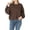 Brown, variant on Womens Balloon Sleeve Crew Neck Pullover Short Sweatshirt