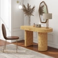 thumbnail image 2 of 55'' Farmhouse Console Table with 1 Drawer, Entryway Table with Half Moon Shaped Pillar Legs, Wood Sofa Table for Hallway, Entry Way, Couch, Living Room, Burly Wood, 2 of 9