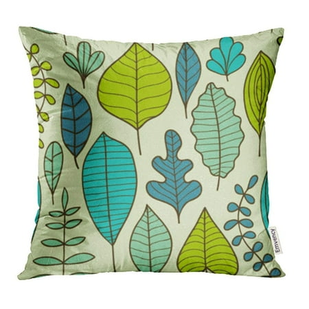 USART Blue Tree with Leaf Abstract Endless Pattern Fills Green Autumn Drawing Plant Pillow Case Pillow Cover 20x20 inch Throw Pillow Covers