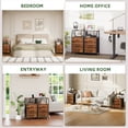 thumbnail image 4 of Eunos Small Nightstand with Charging Station and LED for Bedroom, 3 Drawer Dresser with Storage Shelfs, Wood Grain Print, 4 of 8
